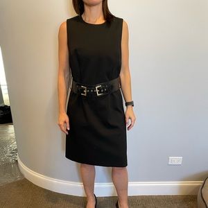 Ann Taylor loft black sleeveless dress with wide belt